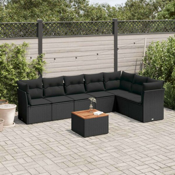 VidaXL Polyrattan Kerti Ülőgarnitúra - 8 részes, Fekete