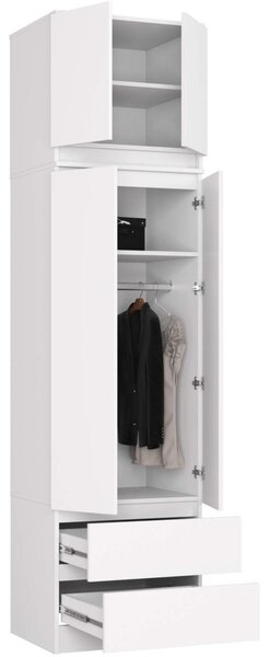 AKORD Star K60 Magasított Ruhásszekrény Laminált Fehér