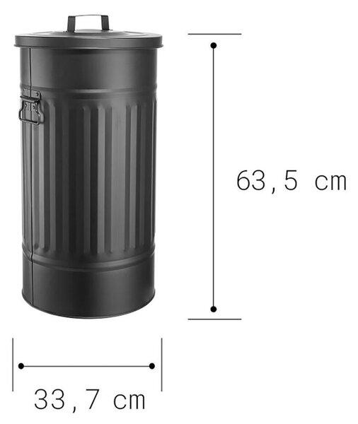 ZINC szemetesvödör/tárolóvödör, fekete 40 l