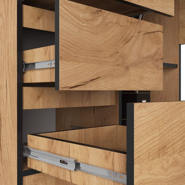 AKORD B16 Sarok Íróasztal 124 cm 3 Fiókos Craft Tölgy