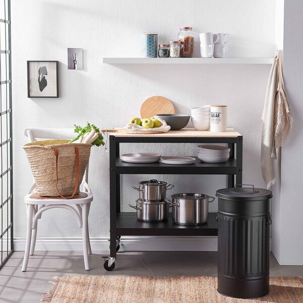 ZINC szemetesvödör/tárolóvödör, fekete 40 l