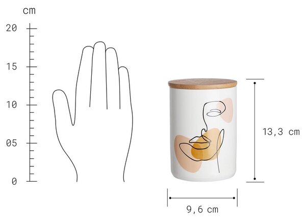 QUEEN IT tárolódoboz bambusz fedéllel, Line Art 450ml