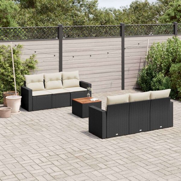 VidaXL Polyrattan Kerti Ülőgarnitúra - 7 részes - Fekete