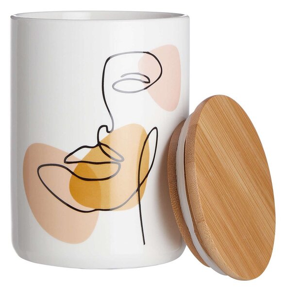 QUEEN IT tárolódoboz bambusz fedéllel, Line Art 450ml