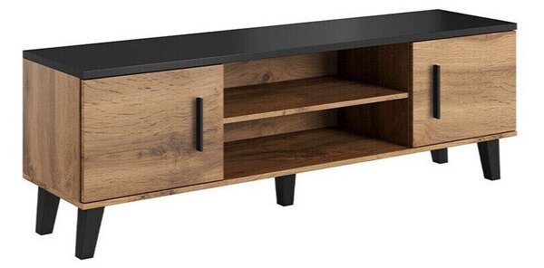 TV-állvány Larfloi 108, Laminált forgácslap, 53x160x40cm, Fekete, Wotan tölgy