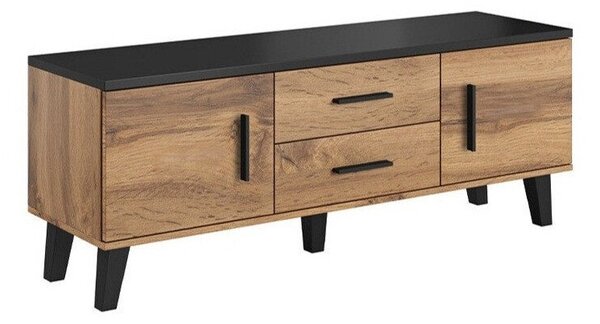 TV-állvány Larfloi 103, Laminált forgácslap, 53x140x40cm, Fekete, Wotan tölgy