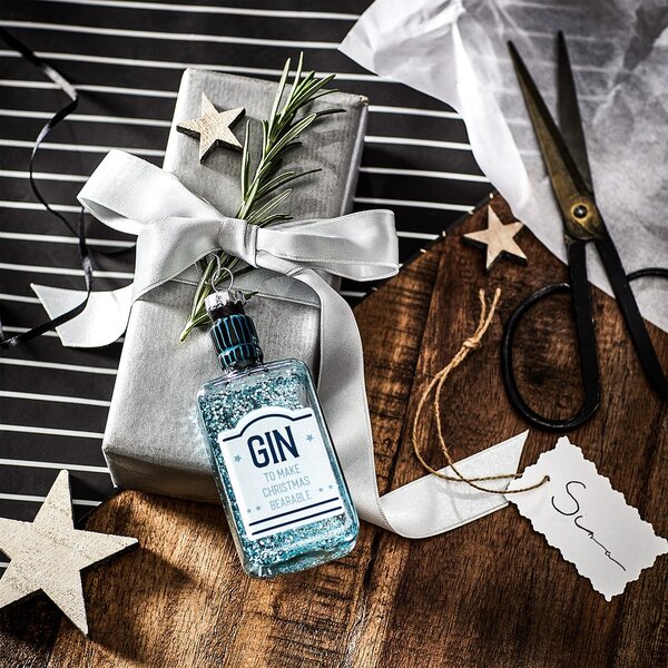 HANG ON üveg karácsonyfadísz, gin üveg 11cm
