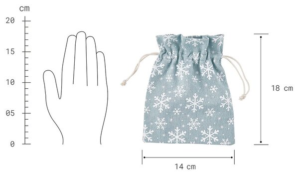 PACK-A-BAG textil zsák pasztellkék, hópehely 14x18 cm