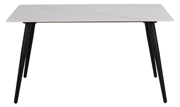Asztal Norsica 588, 75x80cm, Fehér márvány, Fekete