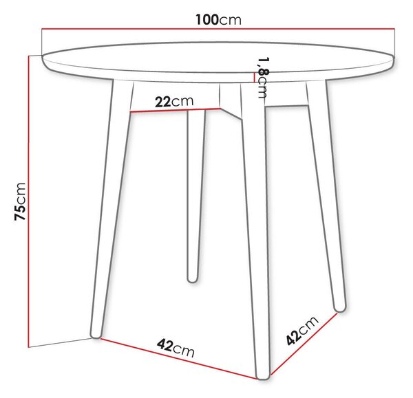 Asztal Racine 117, 75cm, Barna, Bükkfa