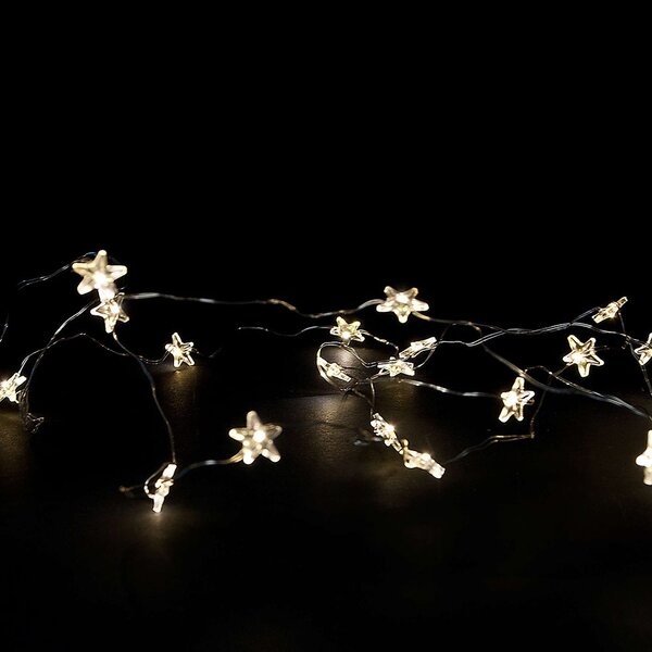 STAR LIGHTS LED égősor USB kábellel, ezüstdrót-csillagok 50 égővel