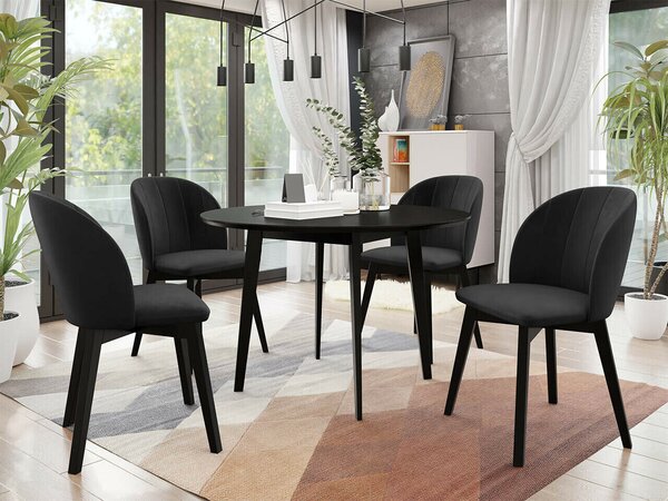 Asztal Racine 133, 76cm, Fekete, Bükkfa