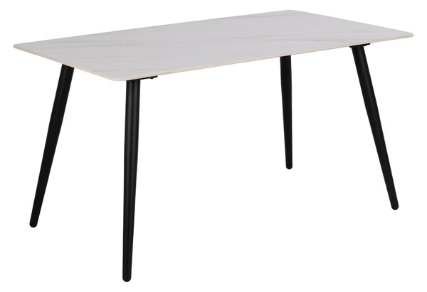 Asztal Norsica 588, 75x80cm, Fehér márvány, Fekete
