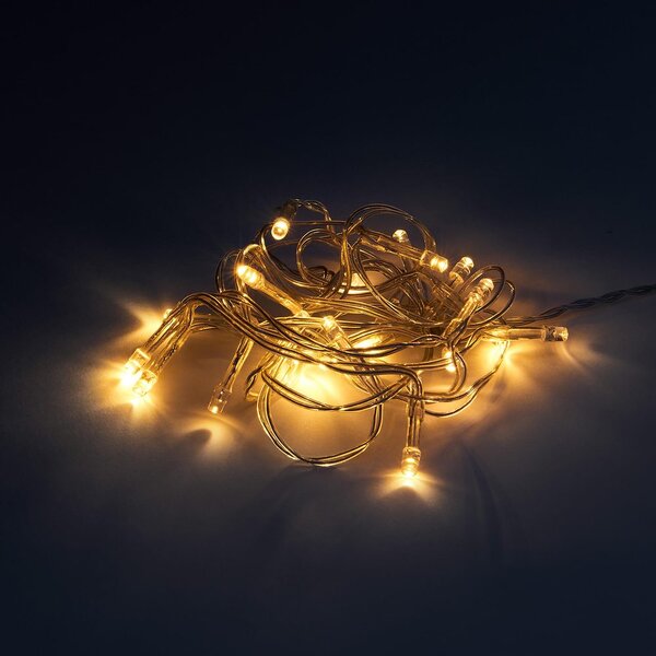 20 LIGHTS LED égősor 20 égővel USB-kábellel, átlátszó