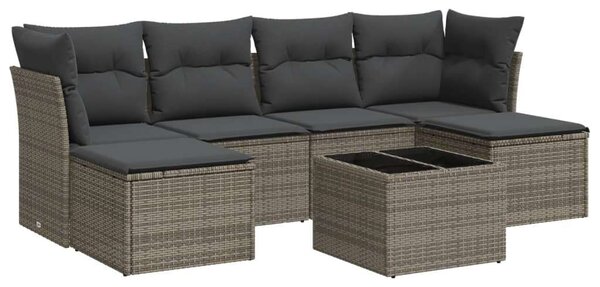 VidaXL Polyrattan Kerti Ülőgarnitúra - 7 részes - Szürke