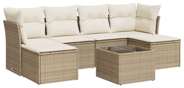 Polyrattan Kerti Ülőgarnitúra - 7 részes - Bézs