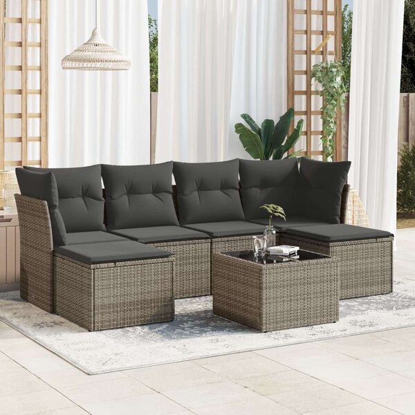 VidaXL Polyrattan Kerti Ülőgarnitúra - 7 részes - Szürke