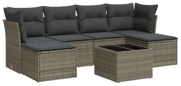 VidaXL Polyrattan Kerti Ülőgarnitúra - 7 részes - Szürke