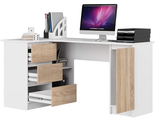 AKORD CLP B20 Sarok Íróasztal Laminált Fehér Sonoma Baloldali