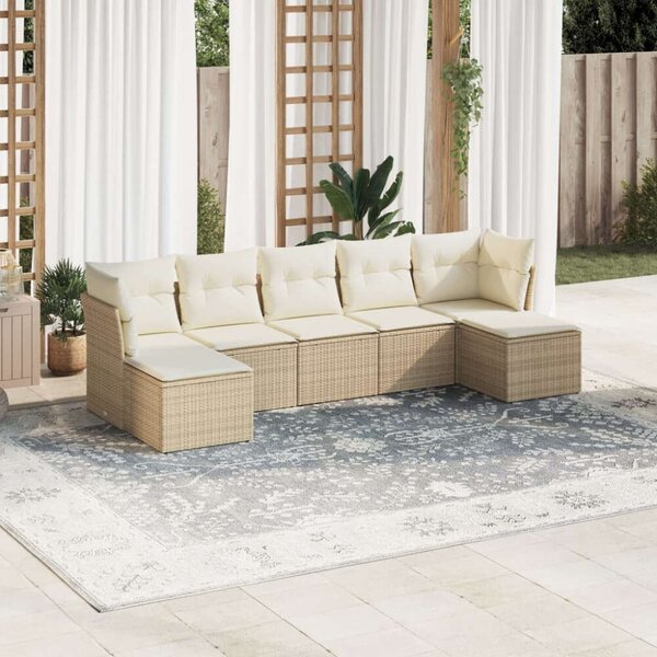 VidaXL Polyrattan Kerti Ülőgarnitúra - 7 részes - Bézs