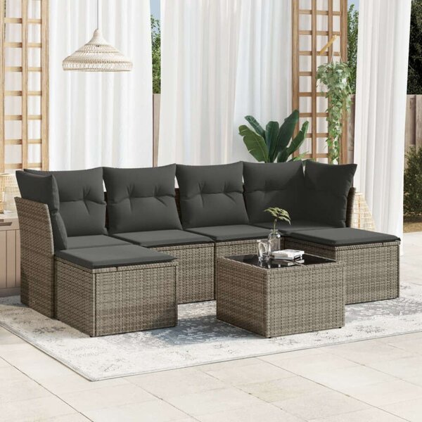VidaXL Polyrattan Kerti Ülőgarnitúra - 7 részes - Szürke