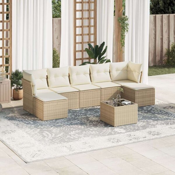 VidaXL Polyrattan Kerti Ülőgarnitúra - 8 részes - Bézs