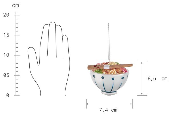 HANG ON üveg karácsonyfadísz, Poké Bowl Ø7cm