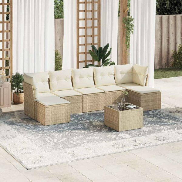 VidaXL Polyrattan Kerti Ülőgarnitúra - 8 részes - Bézs