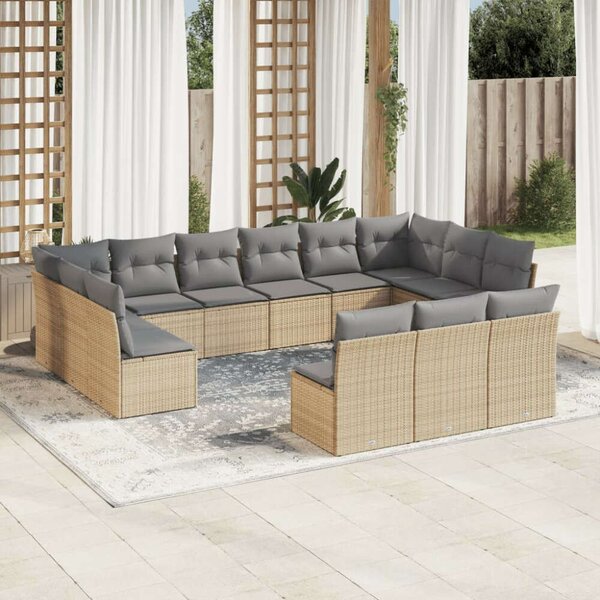 Polyrattan Kerti Ülőgarnitúra - 13 részes - Bézs