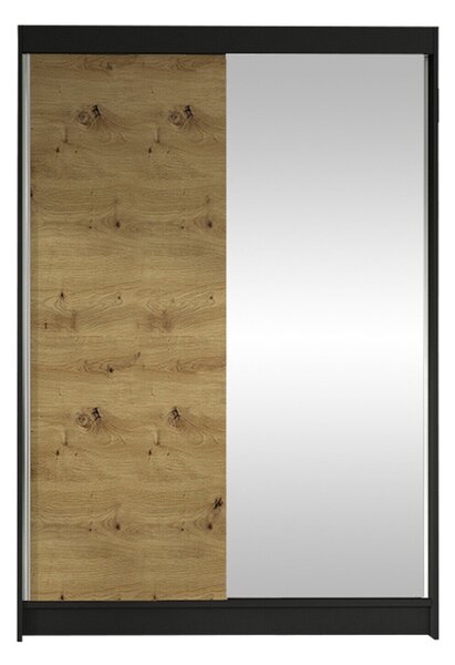 Gardróbszekrény Closico Salvor I, Laminált forgácslap, 200x120x58cm, Artisan tölgy, Fekete
