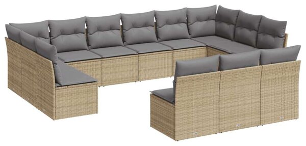 Polyrattan Kerti Ülőgarnitúra - 13 részes - Bézs