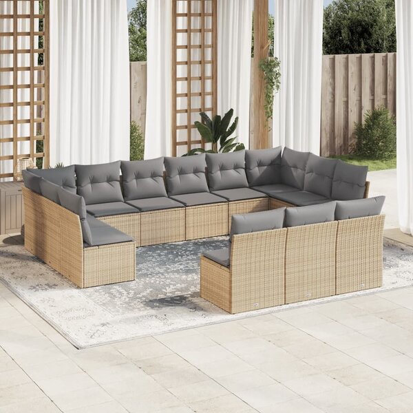 Polyrattan Kerti Ülőgarnitúra - 13 részes - Bézs