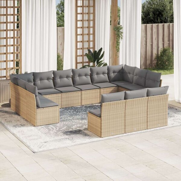 Polyrattan Kerti Ülőgarnitúra - 13 részes - Bézs