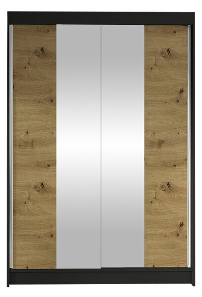 Gardróbszekrény Closico Salvor II, Laminált forgácslap, 200x120x58cm, Fekete, Artisan tölgy