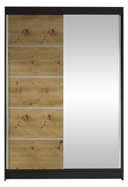 Gardróbszekrény Closico Salvor III, Laminált forgácslap, 200x120x58cm, Artisan tölgy, Fekete