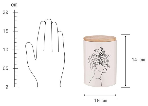 QUEEN IT tárolódoboz bambusz fedéllel 700ml, Line Art