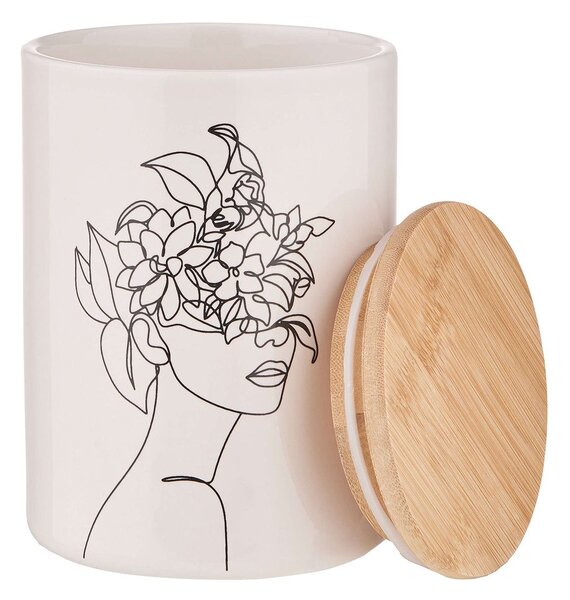 QUEEN IT tárolódoboz bambusz fedéllel 700ml, Line Art
