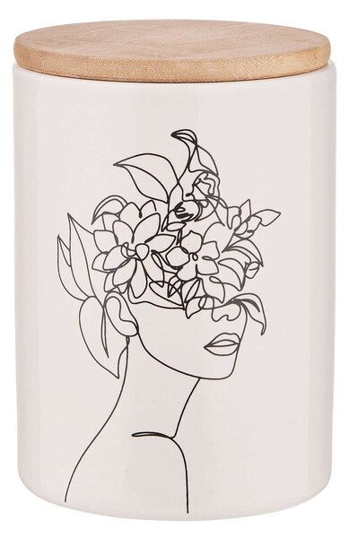 QUEEN IT tárolódoboz bambusz fedéllel 700ml, Line Art