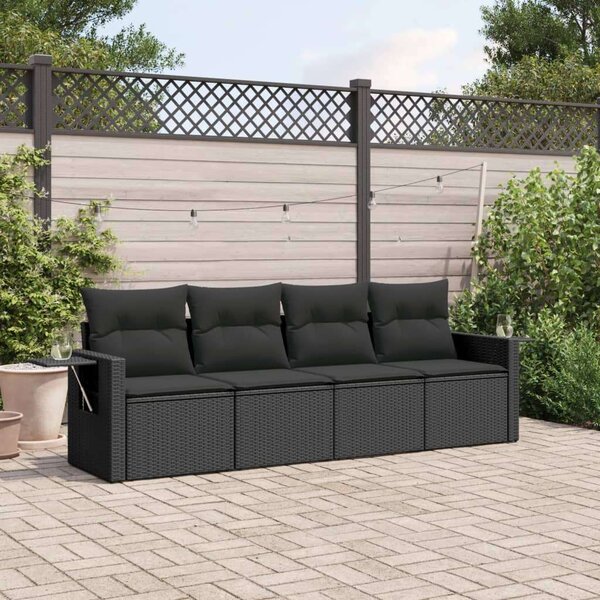 VidaXL 4 részes Kerti Ülőgarnitúra - Fekete Polyrattan