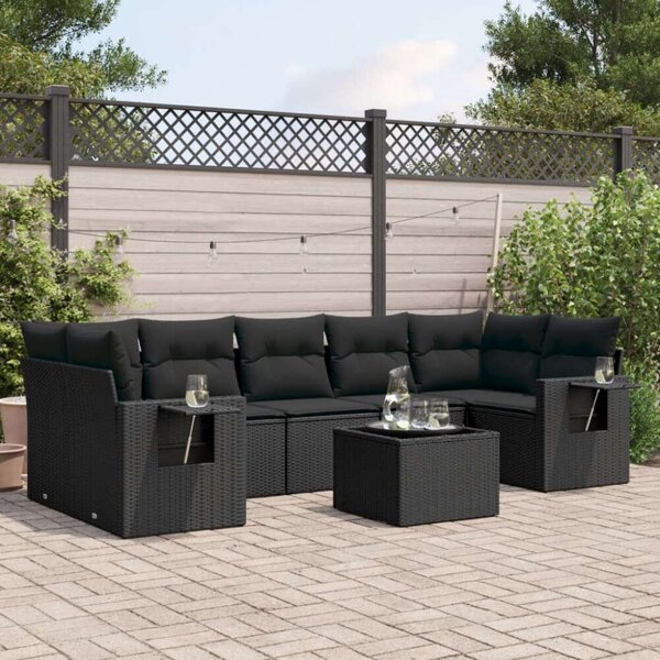 VidaXL Polyrattan Kerti Ülőgarnitúra - 8 részes - Fekete