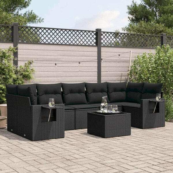 VidaXL Polyrattan Kerti Ülőgarnitúra - 8 részes - Fekete