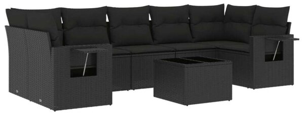 VidaXL Polyrattan Kerti Ülőgarnitúra - 8 részes - Fekete