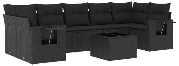 VidaXL Polyrattan Kerti Ülőgarnitúra - 8 részes - Fekete