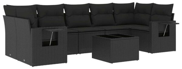 VidaXL Polyrattan Kerti Ülőgarnitúra - 8 részes - Fekete