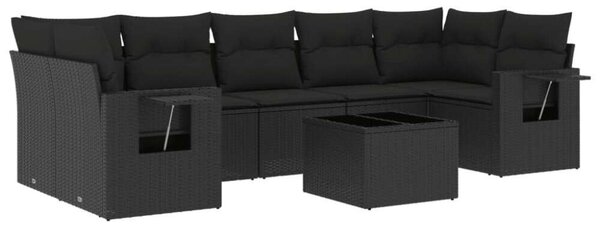 VidaXL Polyrattan Kerti Ülőgarnitúra - 8 részes - Fekete