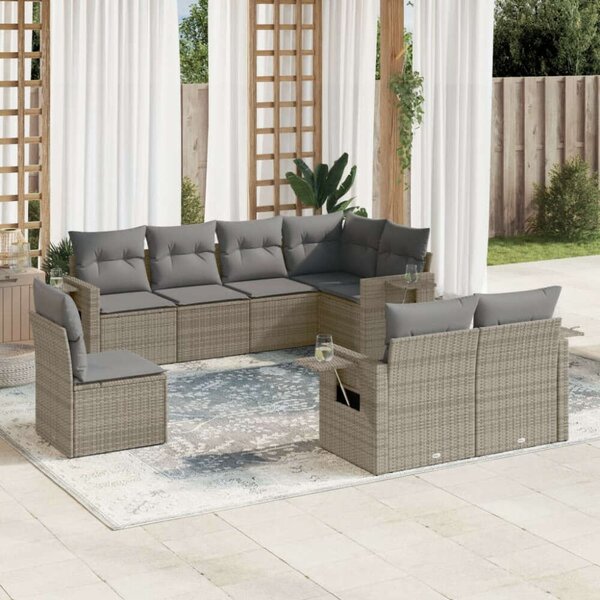 VidaXL Polyrattan Kerti Ülőgarnitúra - 8 részes - Szürke