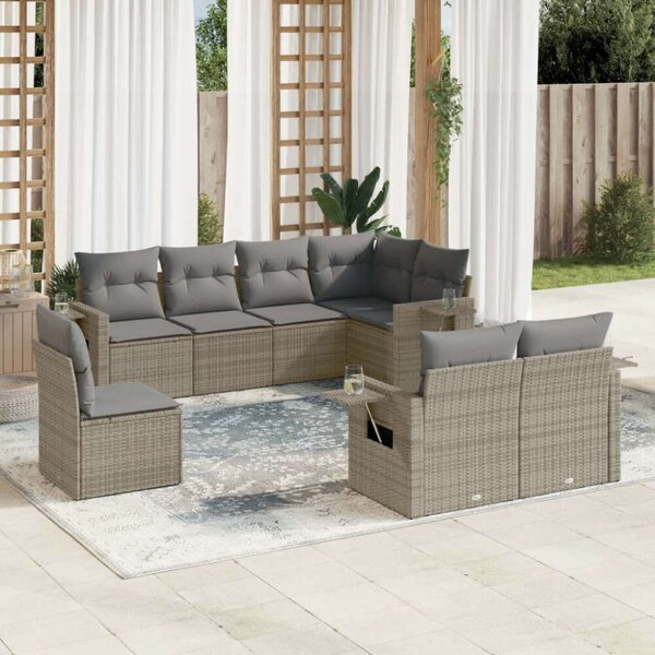 VidaXL Polyrattan Kerti Ülőgarnitúra - 8 részes - Szürke