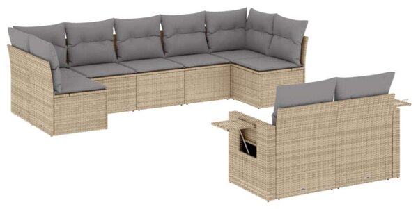 VidaXL Polyrattan Kerti Ülőgarnitúra - 9 részes - Bézs