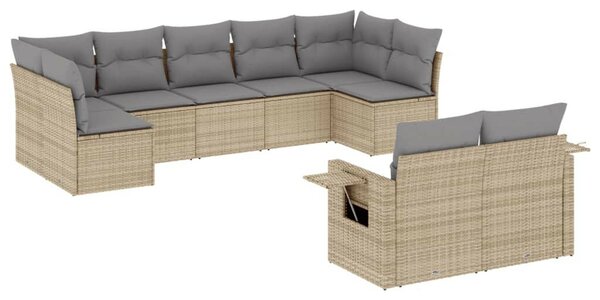 VidaXL Polyrattan Kerti Ülőgarnitúra - 9 részes - Bézs