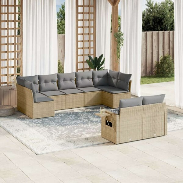 VidaXL Polyrattan Kerti Ülőgarnitúra - 9 részes - Bézs